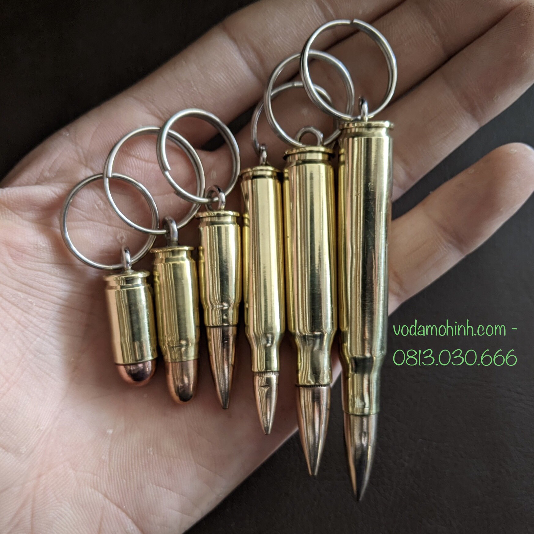 Combo 6 cái móc chìa khóa mô hình đạn đồng khác nhau