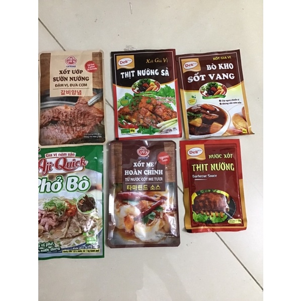 Gói xốt gia vị đủ loại - xốt ướp thịt nướng, xốt me