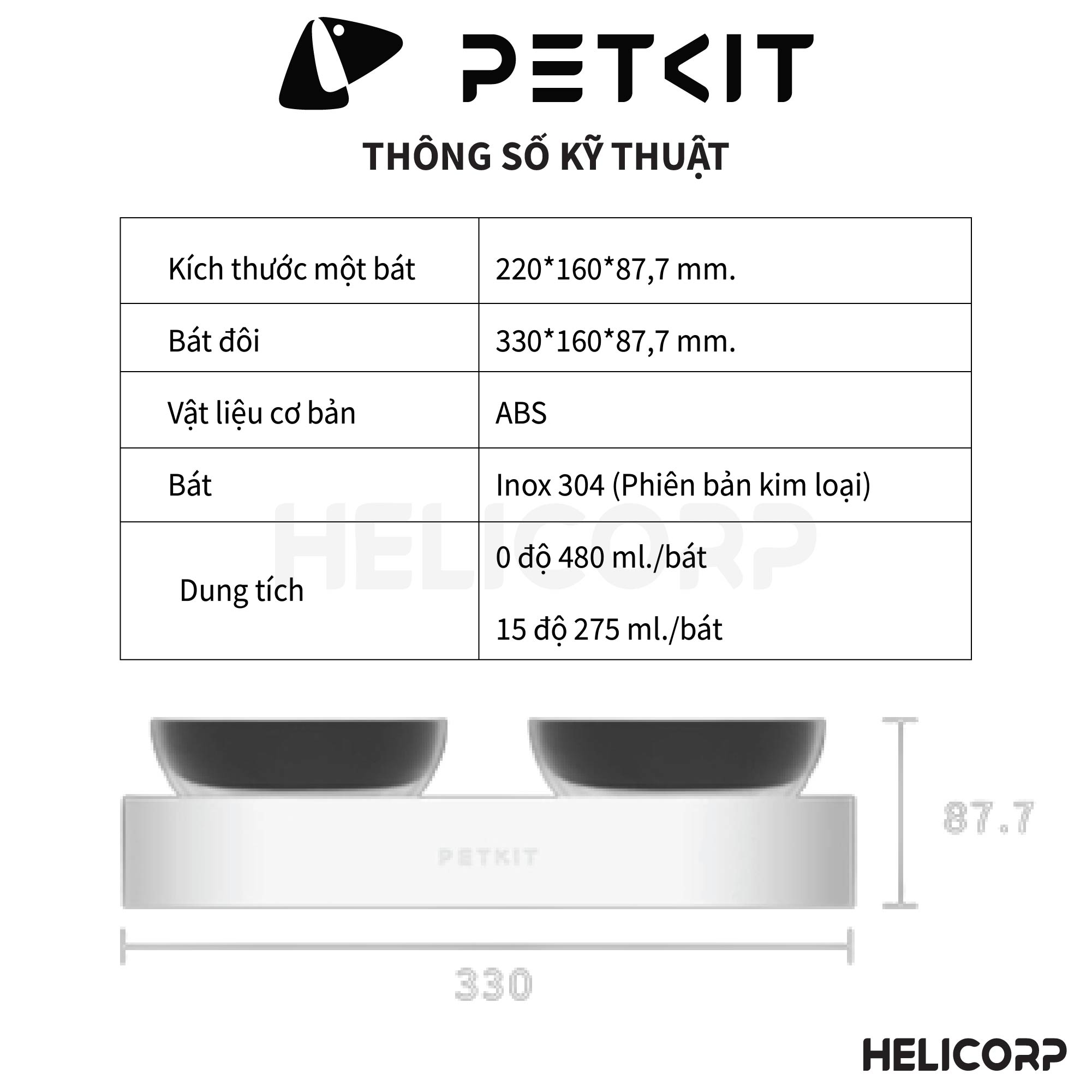 Bát Ăn Đôi, Chén Ăn Chống Gù Cho Chó Mèo Petkit
