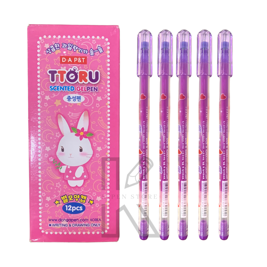 Hộp 12 Cây Bút Gel TTORU Hàn Quốc (Mực Xanh, Tím, Đỏ, Đen) - VPP Happy Kids