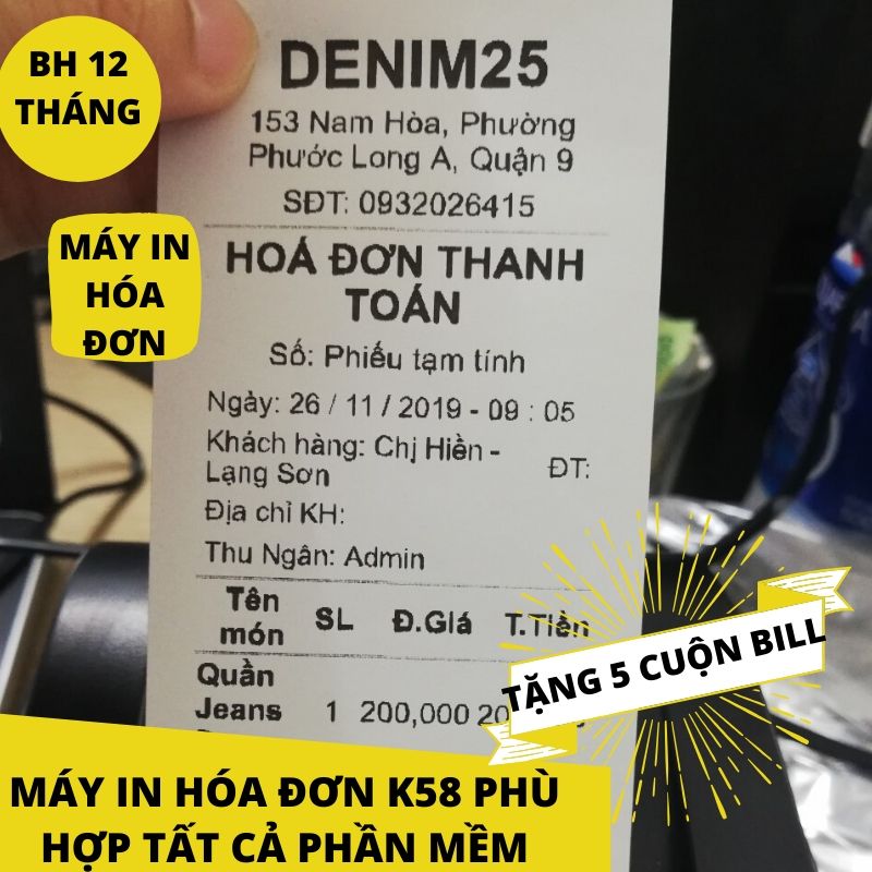Máy in hóa đơn XPRINTER 58IIH GIẤY 58mm + 1 CUỘN BILL TEST