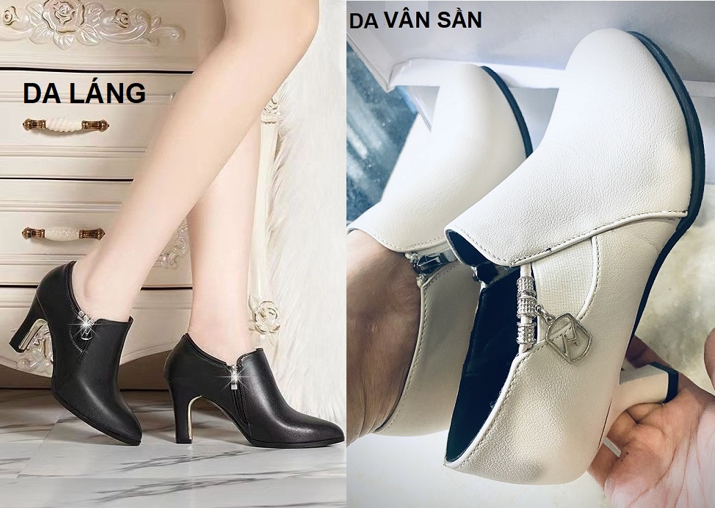 [CAO CẤP] Giày bốt đế vuông 6 phân cổ ngắn mũi nhọn 1 dây kéo Giày boots nữ S003