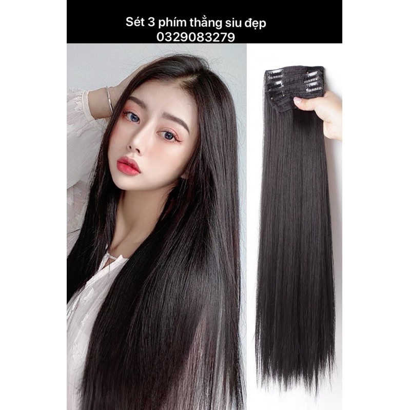 Tóc giả kẹp 🥸freeship🥸 tóc giả sét kẹp thẳng 3 tép