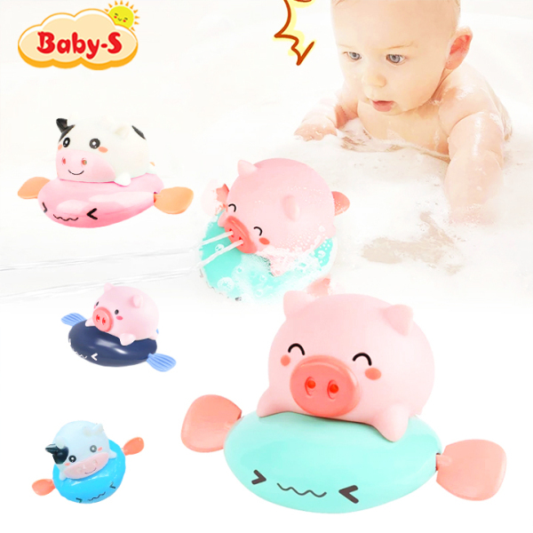 Đồ chơi nhà tắm phun nước, đồ chơi thả bồn tắm hình heo và bò vặn cót đáng yêu đủ màu sắc cho bé Baby-S – SDC057