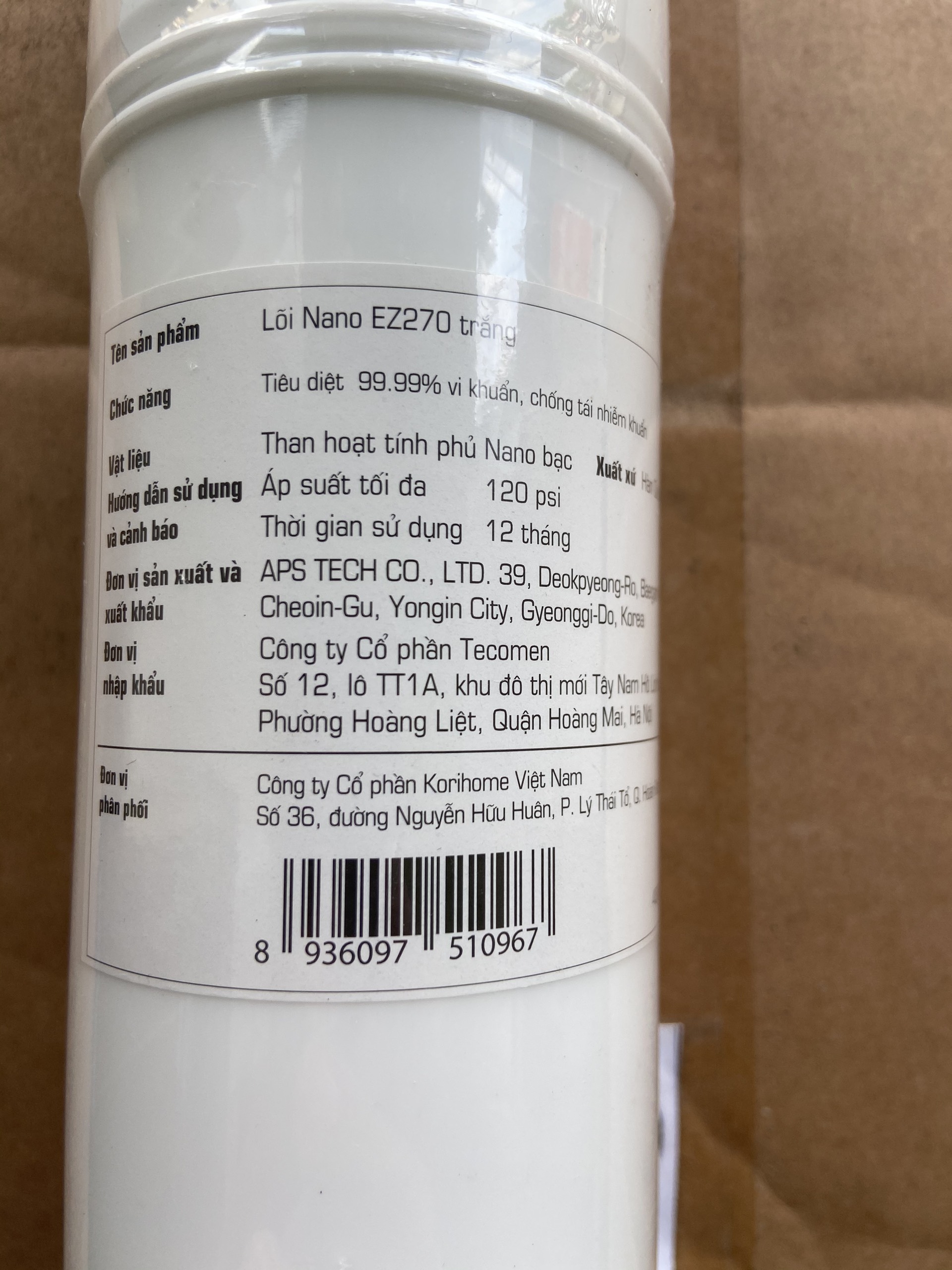 Lõi Lọc Nước Korihome - Nano Silver