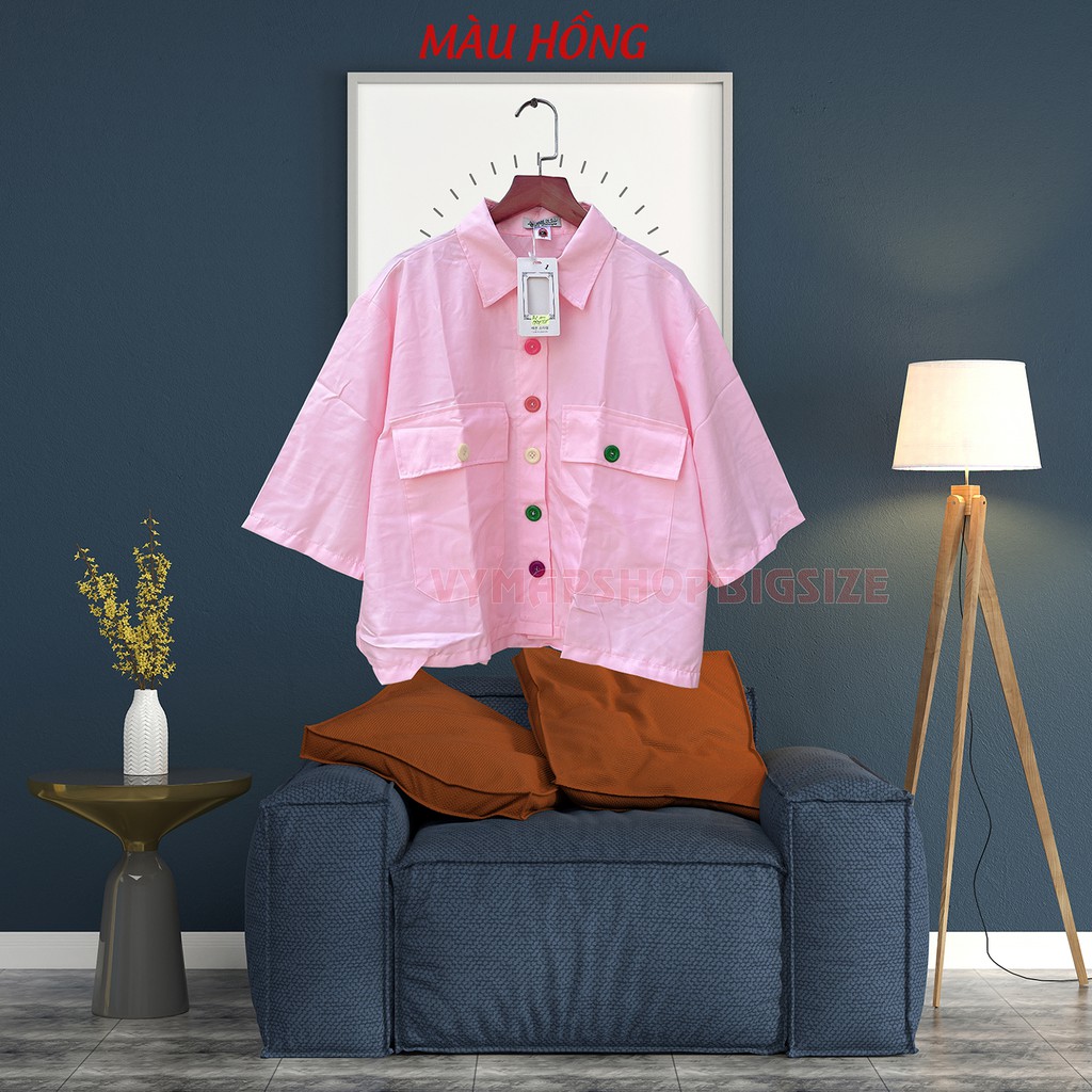 [HCM]áo sơ mi croptop ullzang tay lỡ bigsize 4 màu ( đủ size 50-100kg)