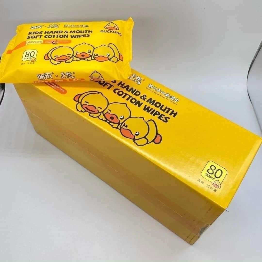 [Hoàn tiền 6%] Thùng 10 Gói Khăn Ướt Vịt Vàng  ( Thùng Giấy 1 Bịch 80 Tờ )