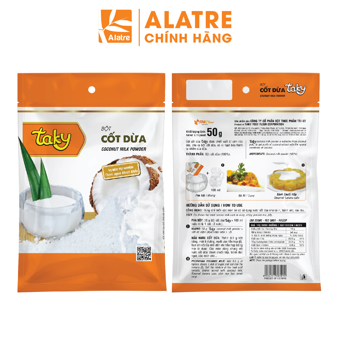 Tai Ky Coconut Milk Powder, 50g Pack (100% Coconut Milk)