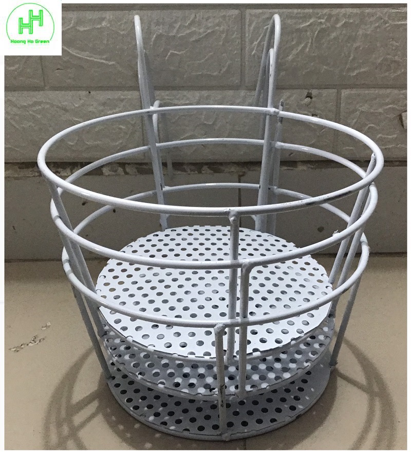 ComBo 3 GIỎ SẮT Treo Chậu Hoa Ban Công Hình Tròn - Màu Trắng