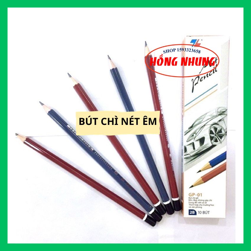 [ mỚI Combo 10 cây bút chì 2B, HB Thiên Long, nét đậm đẹp.