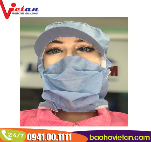 Nón khẩu trang vải mịn Thủy Sản- Thực phẩm (HÌNH THẬT) - Công ty TNHH SX TM May Việt An