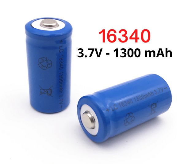 Pin sạc 16340 3.7V 1300 mAh (Pin chạy quạt, đèn, đồ chơi ...)