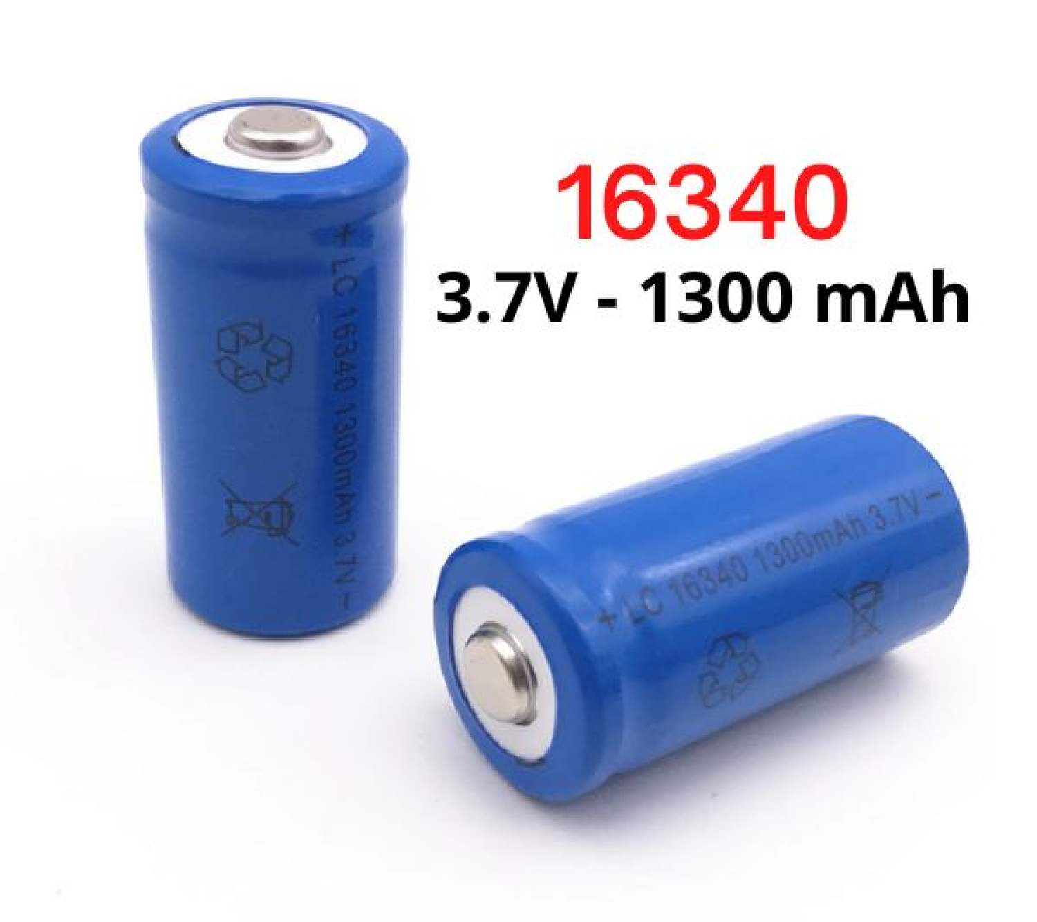 Pin sạc 16340 3.7V 1300 mAh (Pin chạy quạt, đèn, đồ chơi ...)