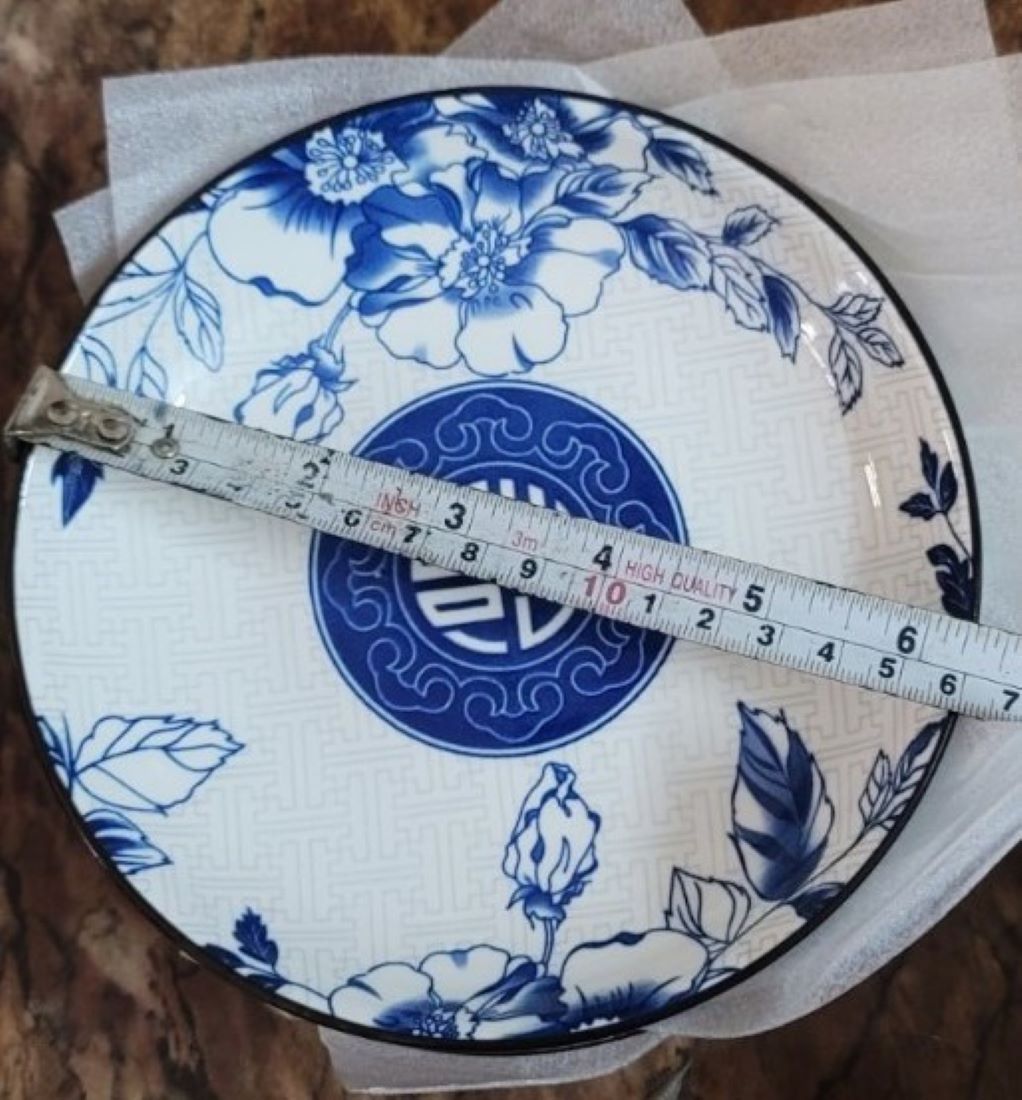 Bộ tô, chén, dĩa gốm sứ hoa văn Chữ Phúc (Gồm 3 Tô kiểu Nhật, 4 Dĩa , 10 Chén cơm)+ Tặng 10 đôi đũa nhựa xoắn 2 đầu