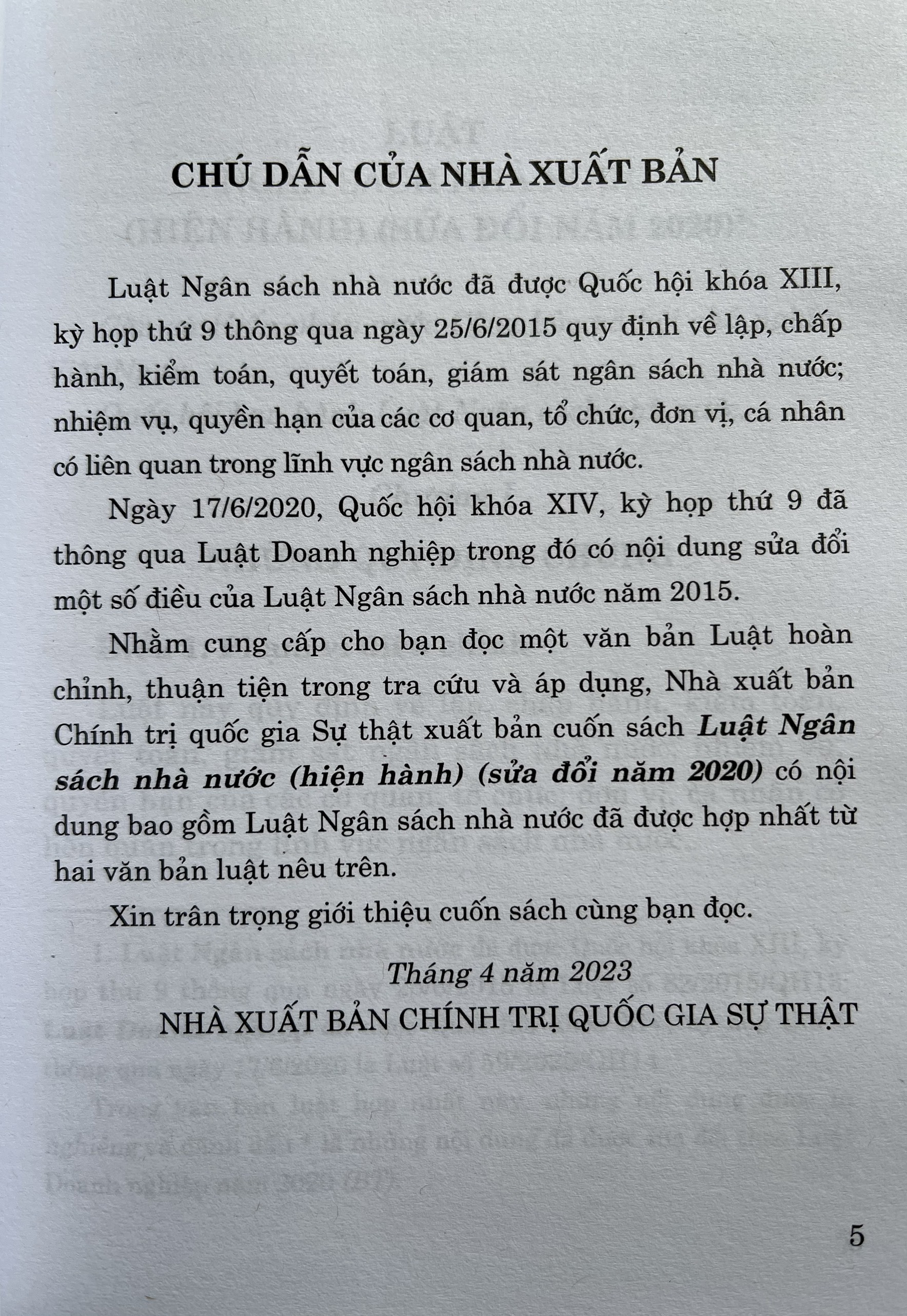 Luật Ngân Sách Nhà Nước ( Hiện hành)