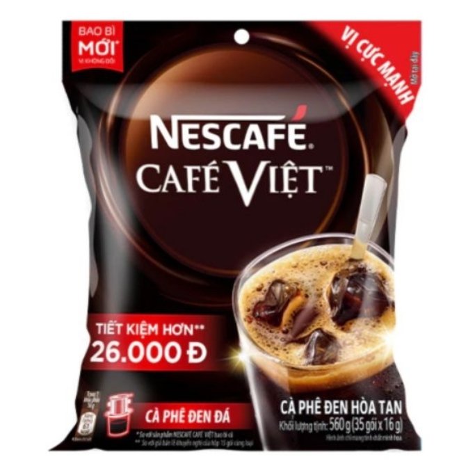 Nescafe Cafe Viet Black Iced 560 Gram, rich and refreshing flavor (35 packs x 16g)