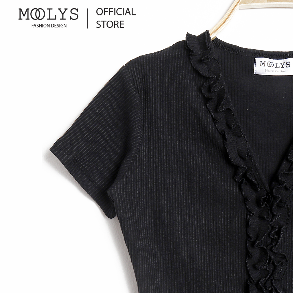 Áo kiểu MOOLYS cổ V bèo nhún dễ thương MC011.