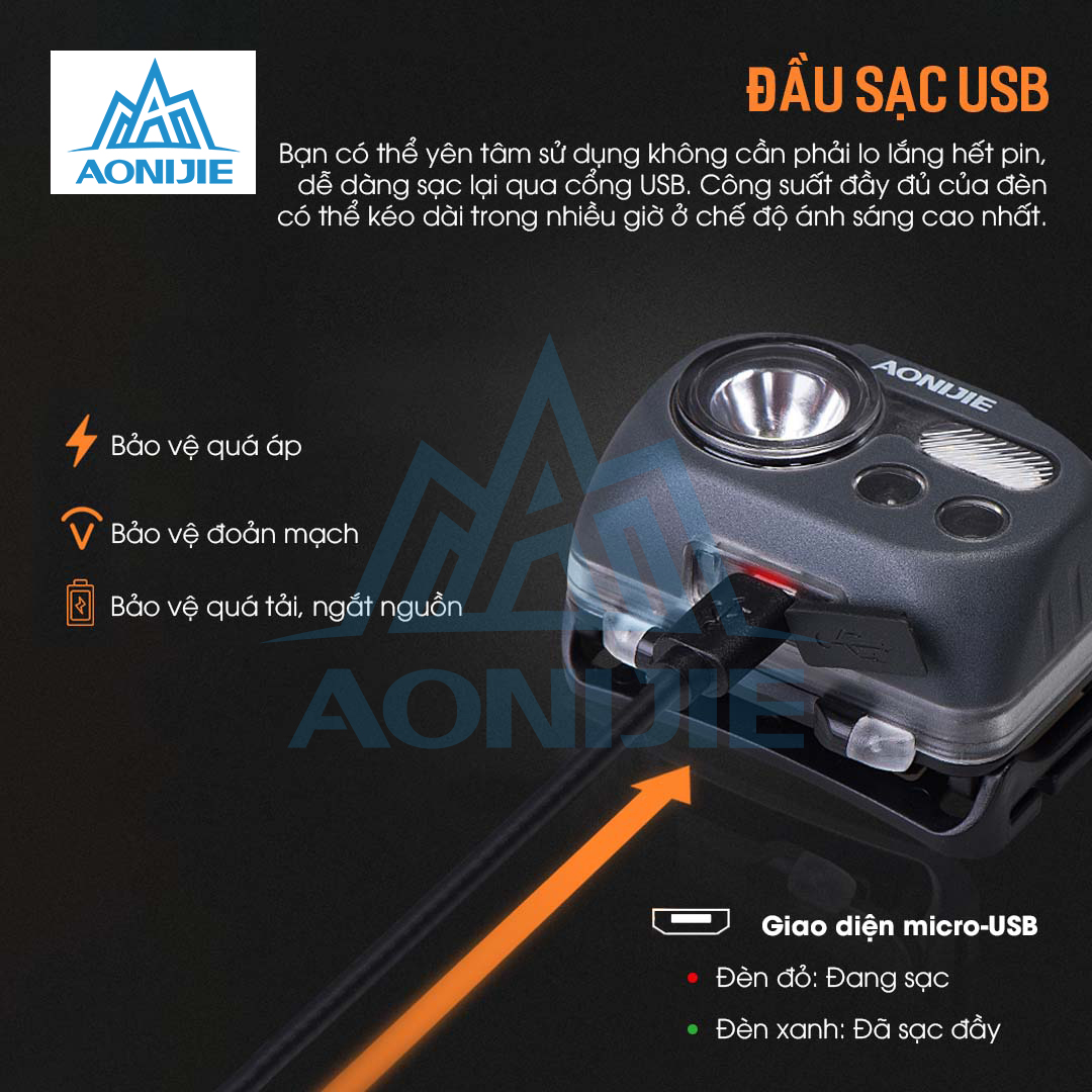 Đèn Đội Đầu Headlamp Aonijie E4031 - Dùng Pin AAA, Pin Sạc