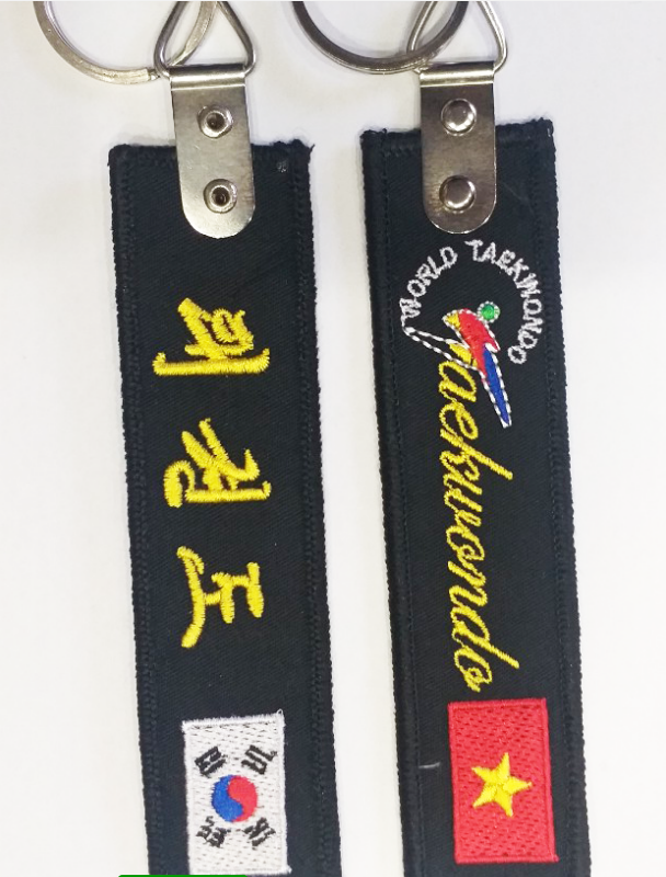 [HCM]{Móc khóa Vải Taekwondo}  Thêu 2 mặt  ailaikit