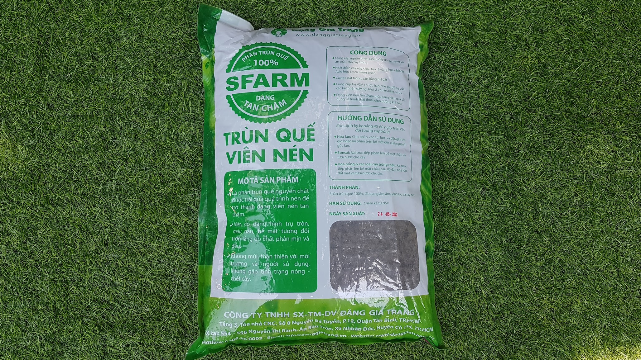 Phân Viên nén trùn quế SFARM dạng viên tan chậm. (túi 5kg)