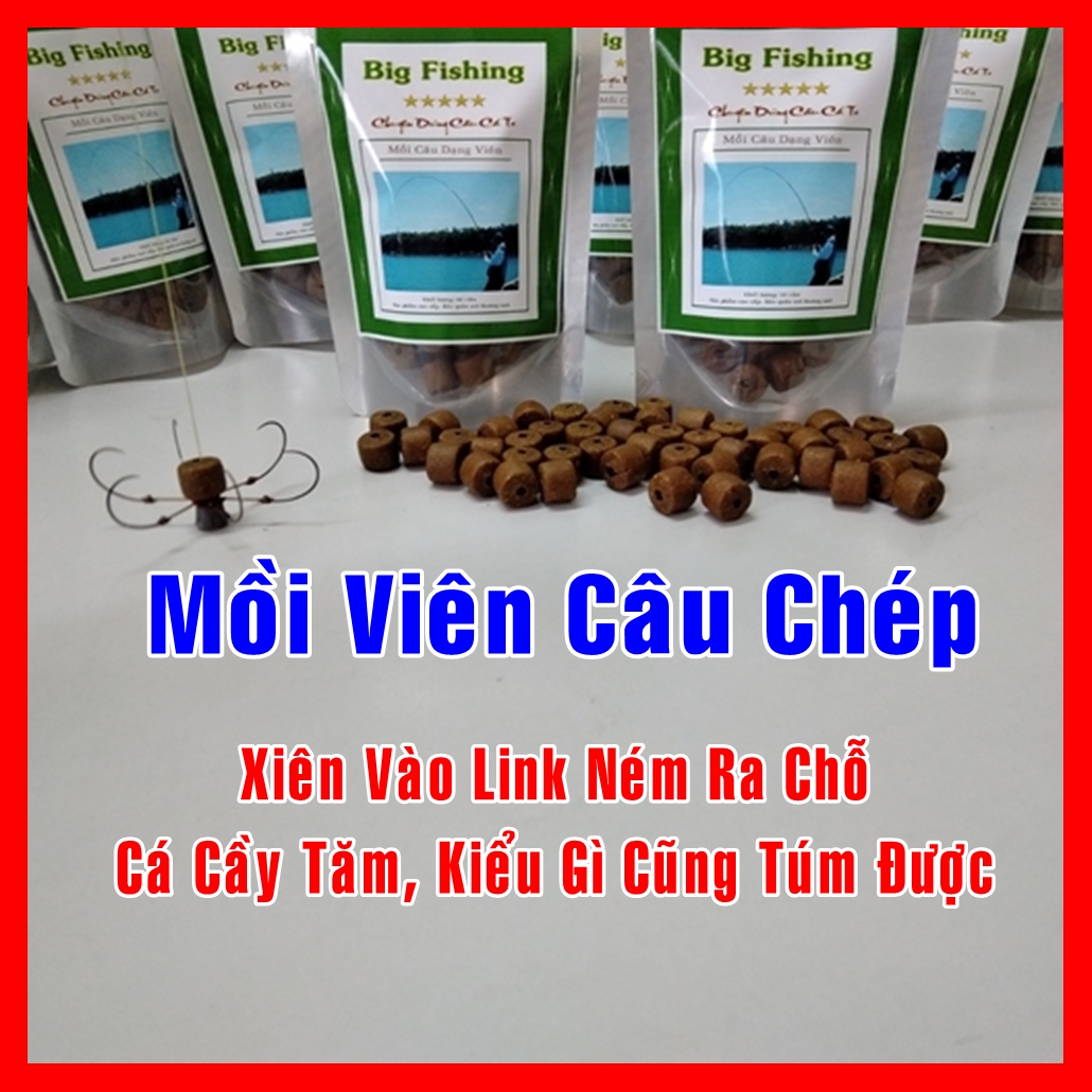Mồi viên câu cá chép khủng, túi 50 viên. Mồi câu cá chép, thính câu cá chép, cách câu cá chép