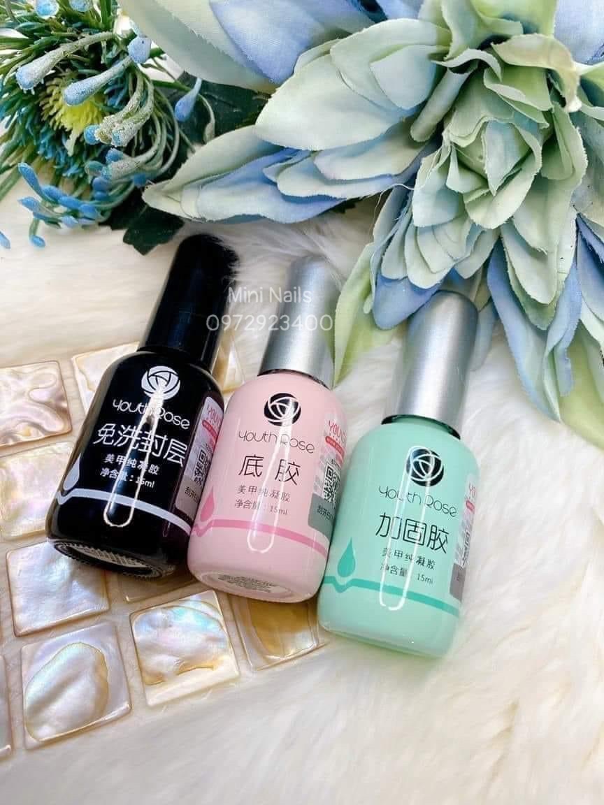[ Chính Hãng ] Bộ Liên Kết Hoa Hồng : Base ,Top ,Cứng Móng - Mini Nails