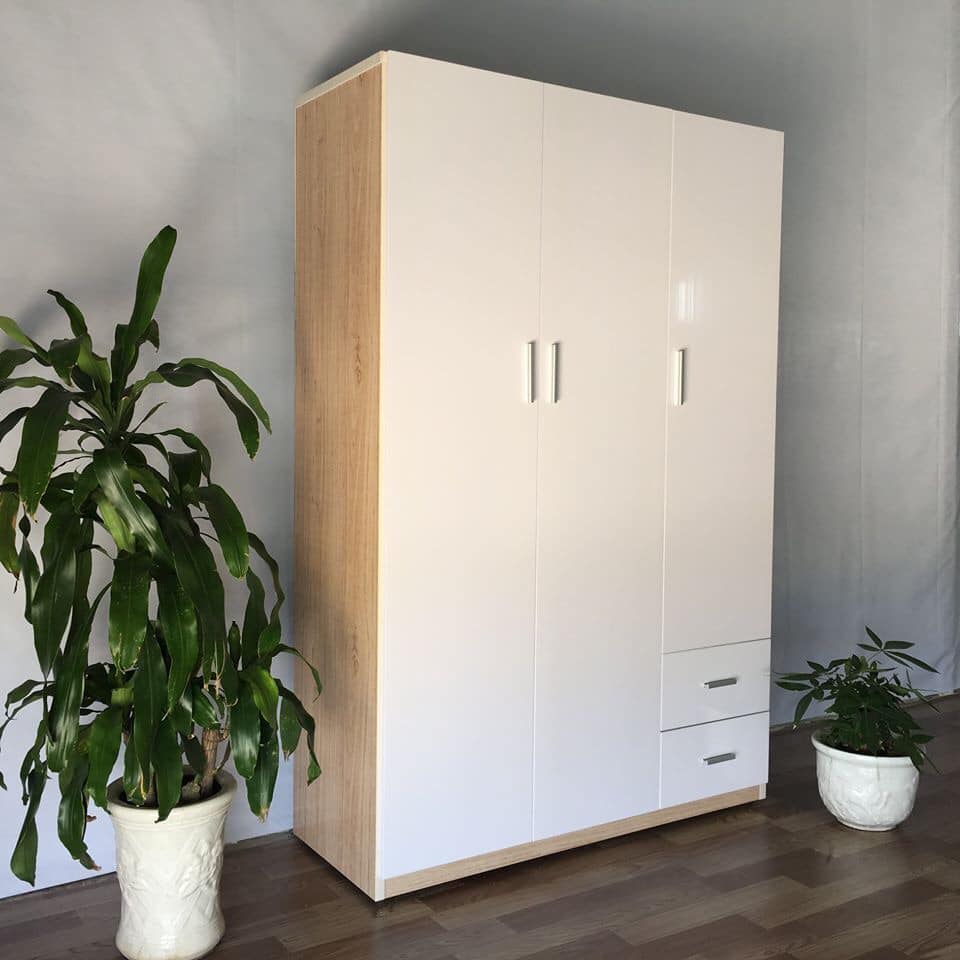Tủ quần áo/ Tủ trẻ em/ Tủ nhựa đài loan giá rẻ KT 1m25*1m85. 3 cánh nhựa đài loan. Hông gỗ cánh trắng.  Giá Sốc. Bảo hành 5 năm. CHỉ ship hcm, bình dương, biên hòa miễn phí