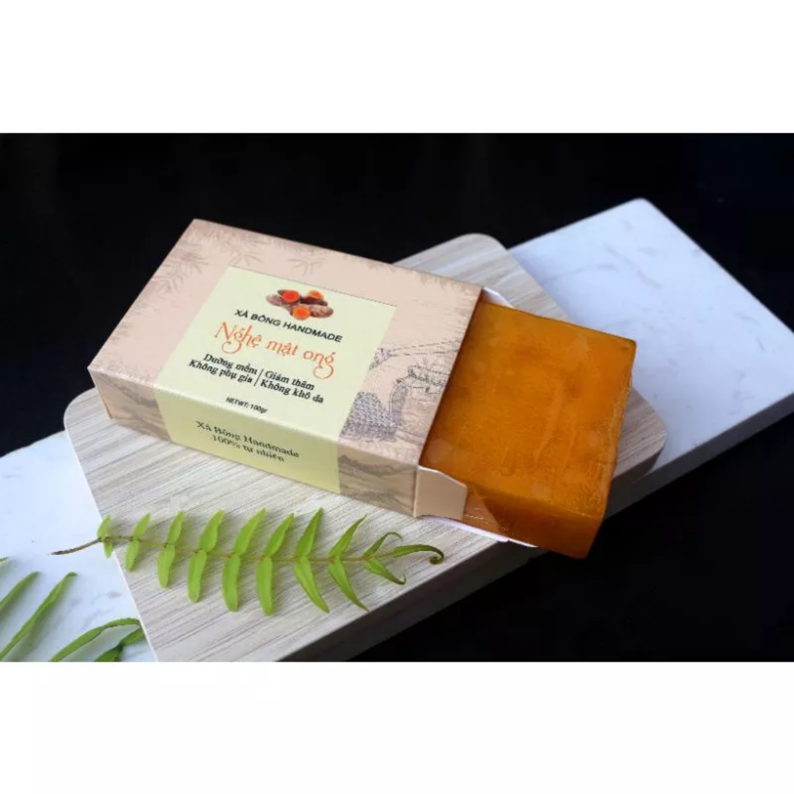 Xà Phòng Thảo Dược nghệ mật ong, xà bông nghệ tươi thảo dược thiên nhiên handmade sinh dược- 100g