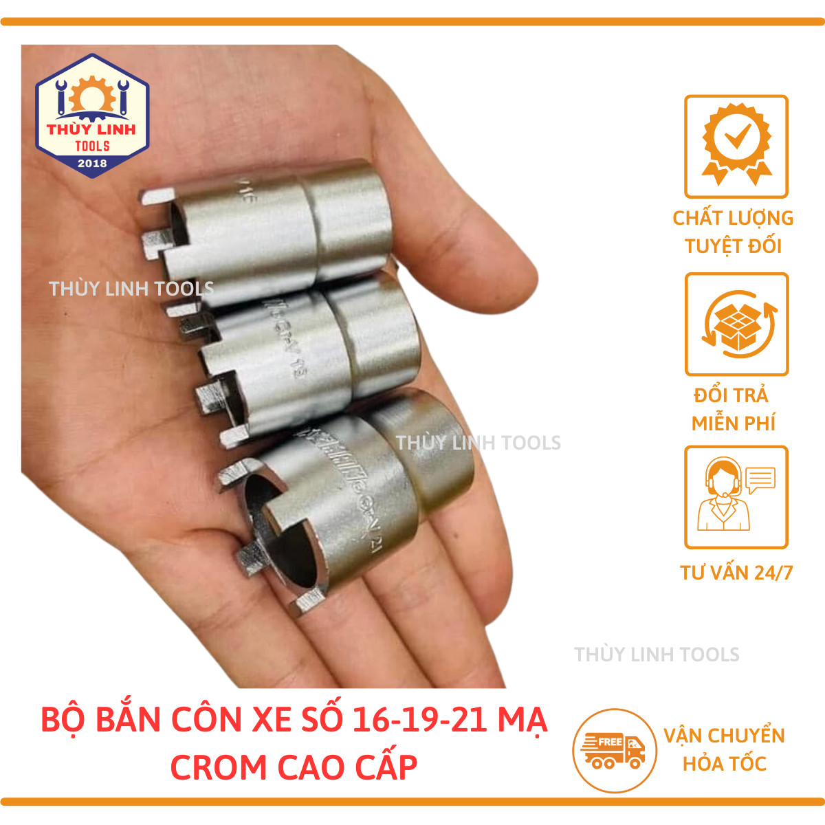 Bộ 3 khẩu mở nồi côn xe số - Đầu 16 19 21 mở nồi côn xe máy Dream Wave Future - Thép C45 nguyên khối tiện nguyên khối công nghệ CNC