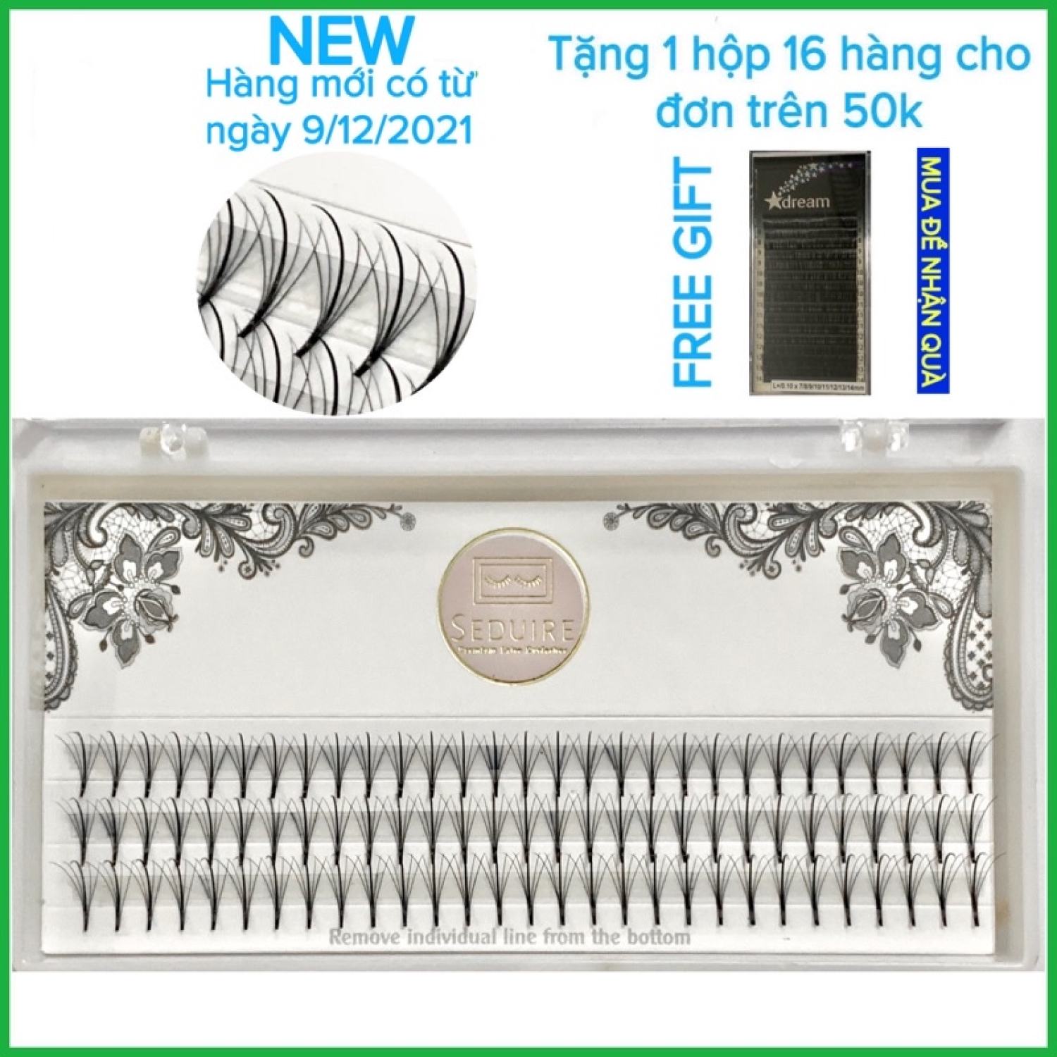 (Tặng keo) Lông mi giả, mi khay 5D Katun dùng nối mi