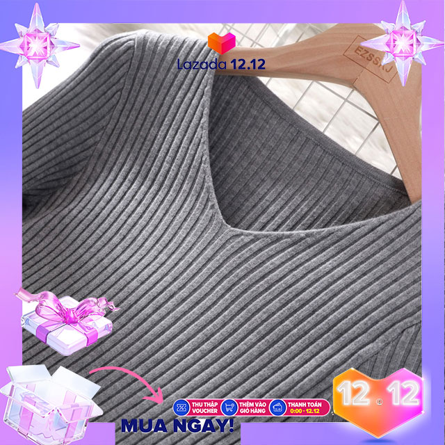 Áo Len Tăm Cổ Tim Tay Dài Cuốn Biên