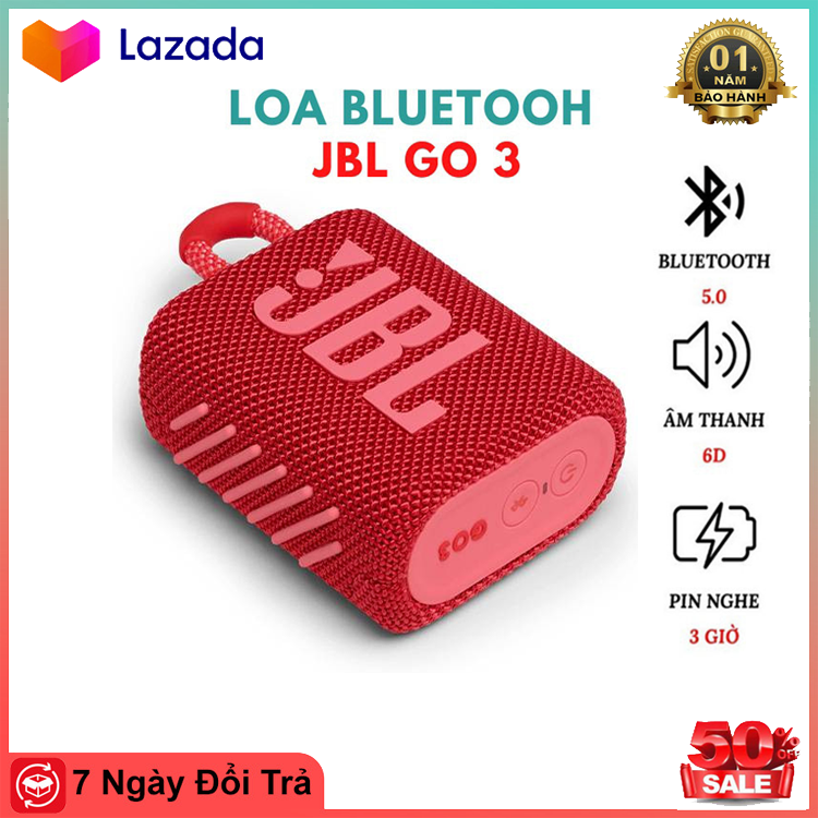 Loa bluetooth kháng nước jbl go 3 pin dùng liên tục 5 giờ, chống bụi ip67, bảo hành 6 tháng