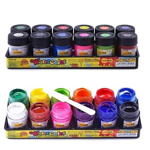 Màu Vẽ Nước Thiên Long Colokit 12 màu WACO-05 Thể Tích 15ml