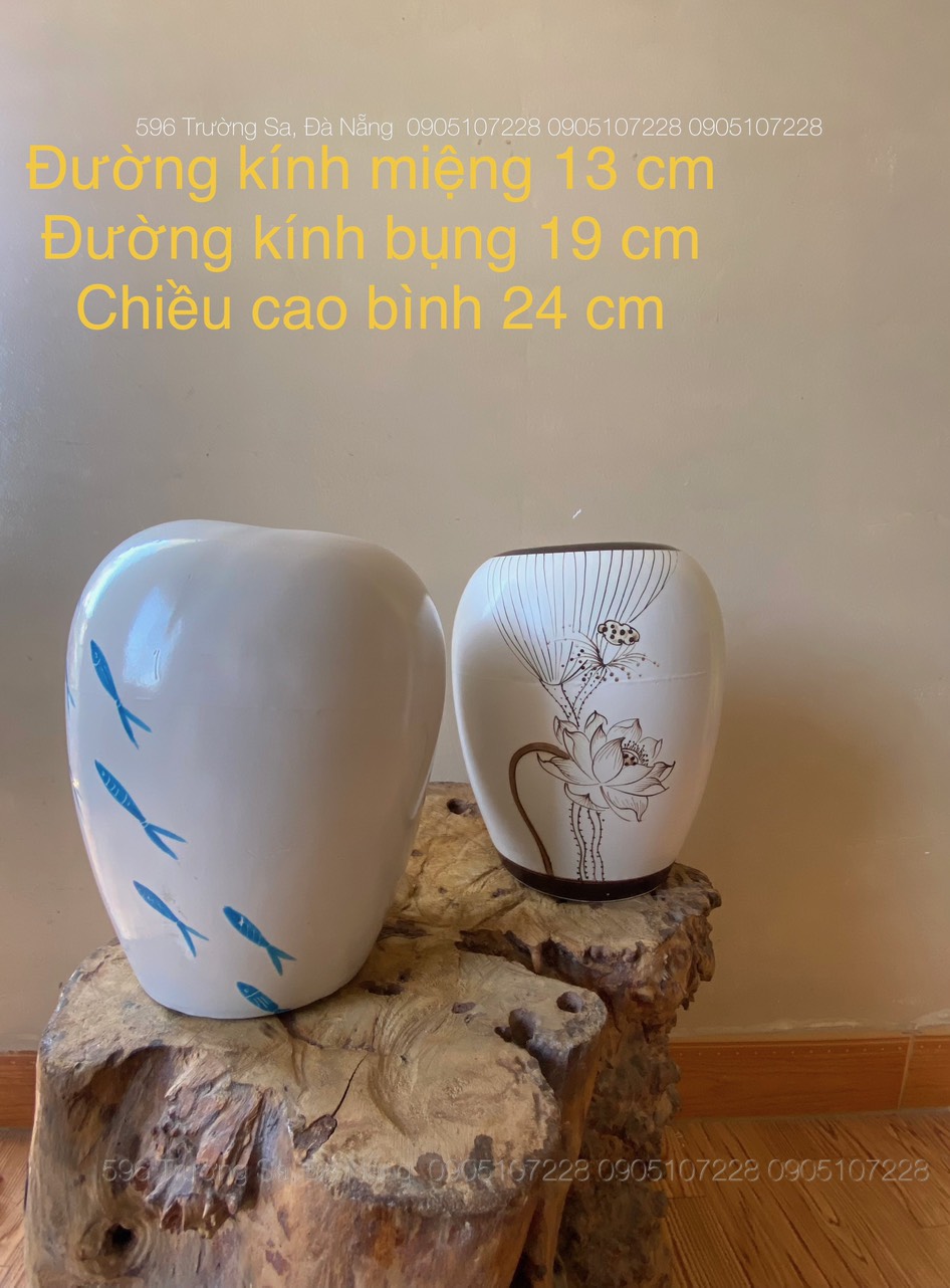 01 bình cắm hoa được làm từ gốm sứ bát tràng cao cấp vẽ tay sang trọng/ decor trang trí cửa hàng, quán cafe hoặc làm quà tặng tân gia