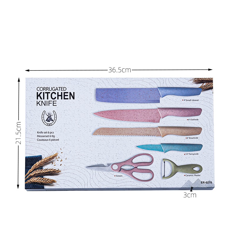 Bộ dao nhà bếp lúa mạch 6 món siêu sắc kháng khuẩn