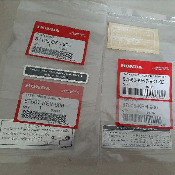 bộ 4 tem thông số xe Wave thái zin honda xịn chính hãng