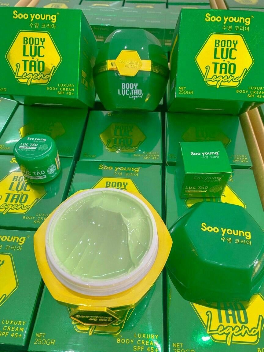 Kem body lục tảo Soo young mới ( hết tặng kích trắng )