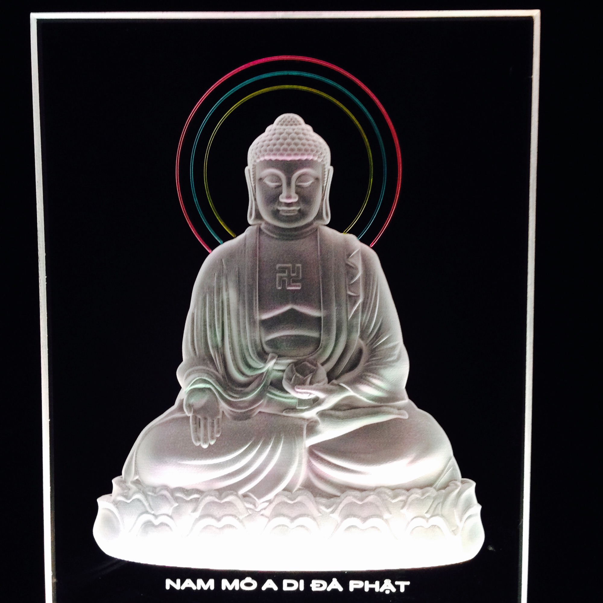 Tranh điện : PHẬT A DI ĐÀ NGỒI (17x10cm)