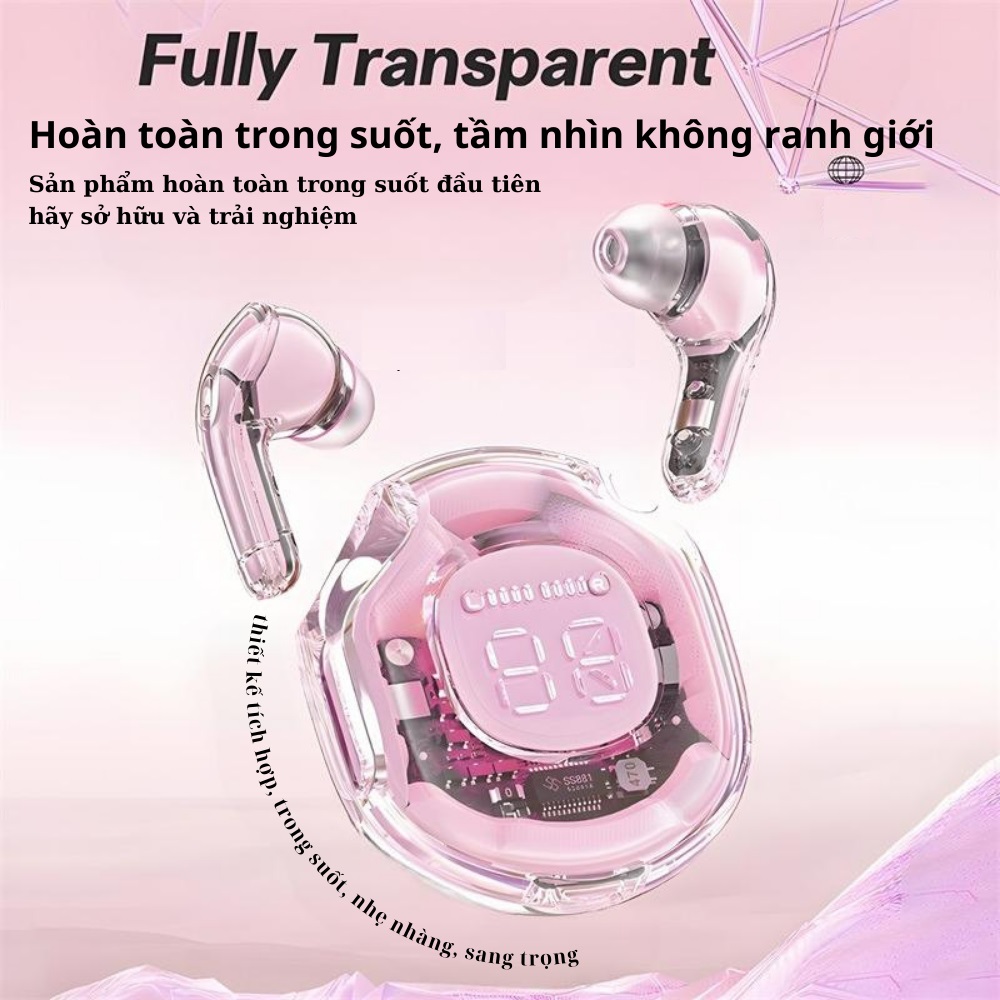 [ SALE HÀNG CHÍNH HÃNG ] Tai Nghe Bluetooth Utrapods Phiên Bản Mới, Thiết Kế Hộp Sạc Trong Suốt Nhiều Màu Siêu Đẹp Bản sạc hộp cao cấp-Hàng Nhập Khẩu Chính Hãng