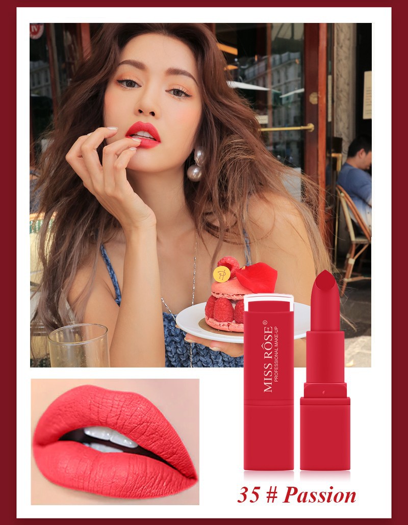 [Chuyên sỉ]  Combo 5 Son Lì dưỡng môi Miss Rose 3D đỏ siêu mịn