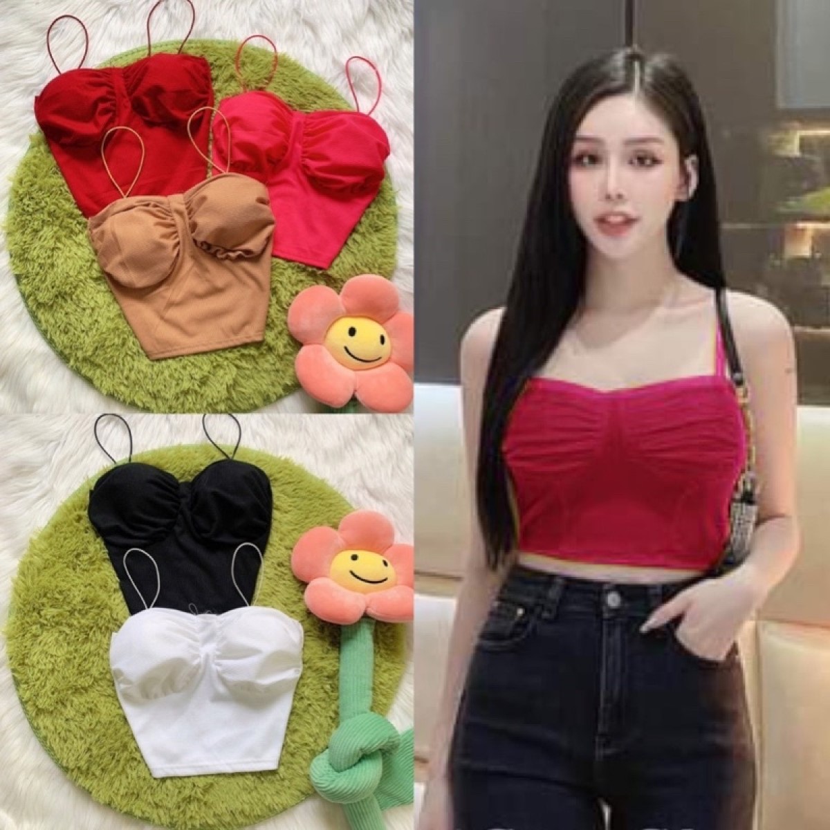 Áo 2 dây mảnh có mút ngực nhún