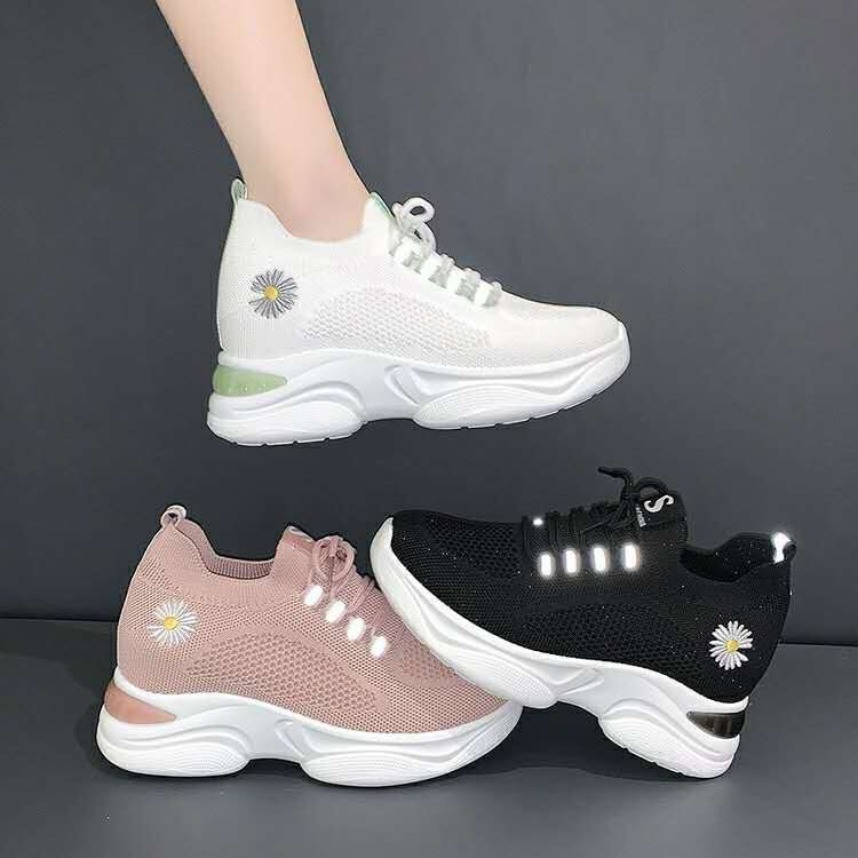 giày độn đế nữ cao 7cm vải lưới co giản cực êm cực thoáng giá rẻ