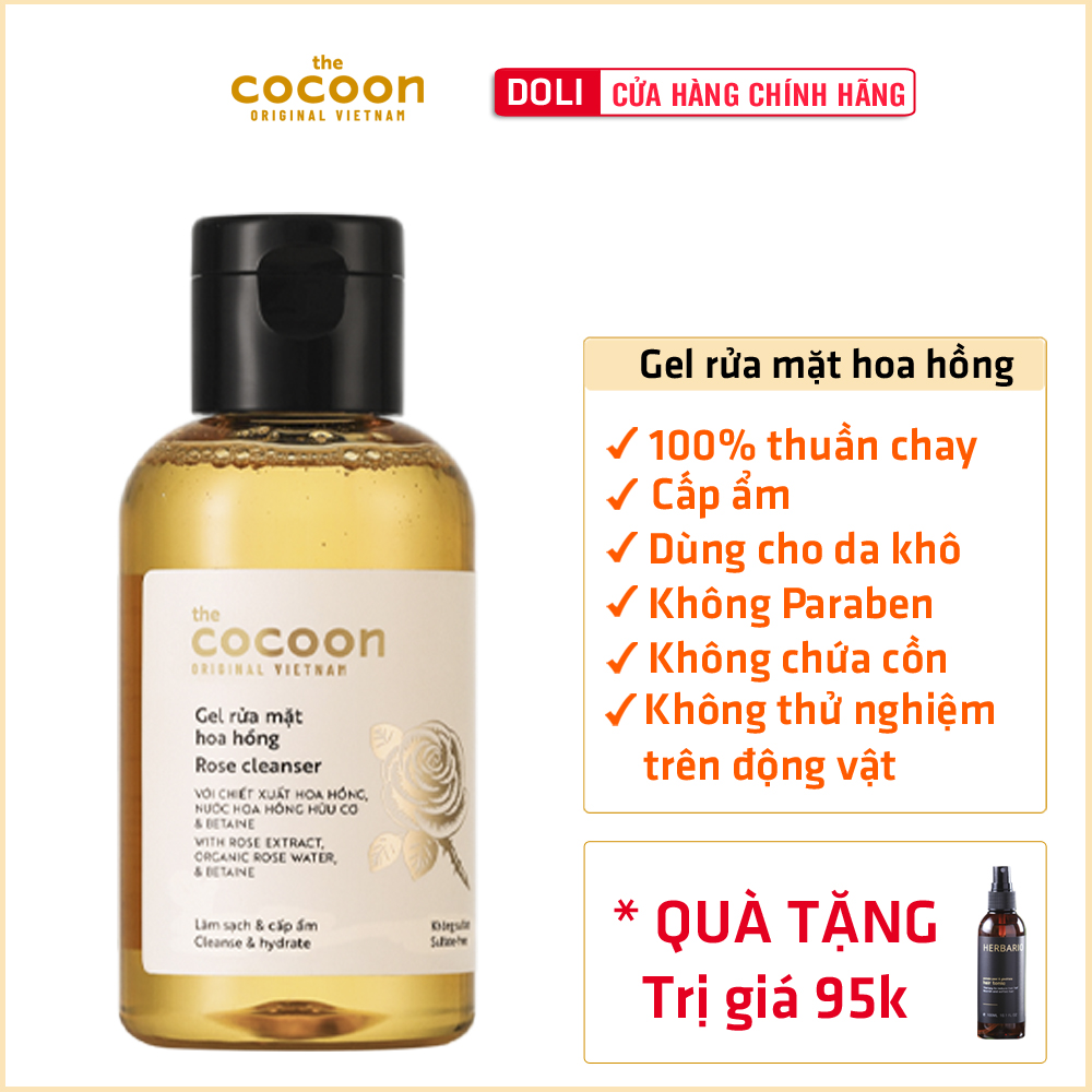 Gel rửa mặt hoa hồng cocoon 140ml