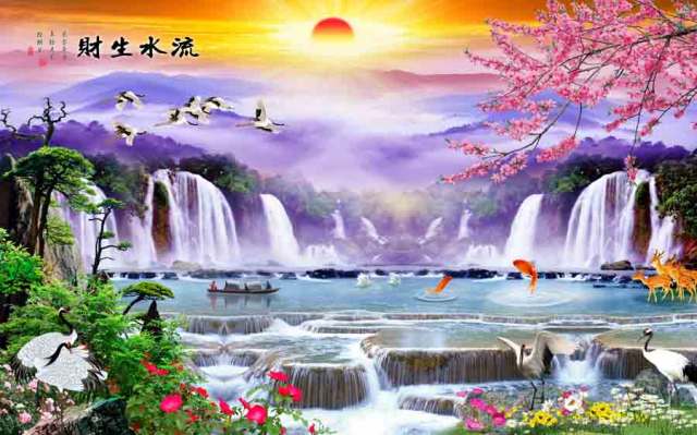 Tranh 3d sơn thủy hữu tình
