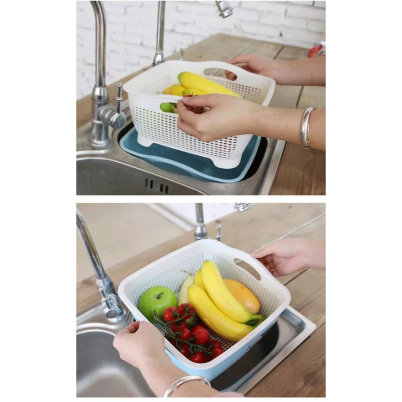 Bộ chậu rổ 2 lớp kiểu Hàn cao cấp 1321