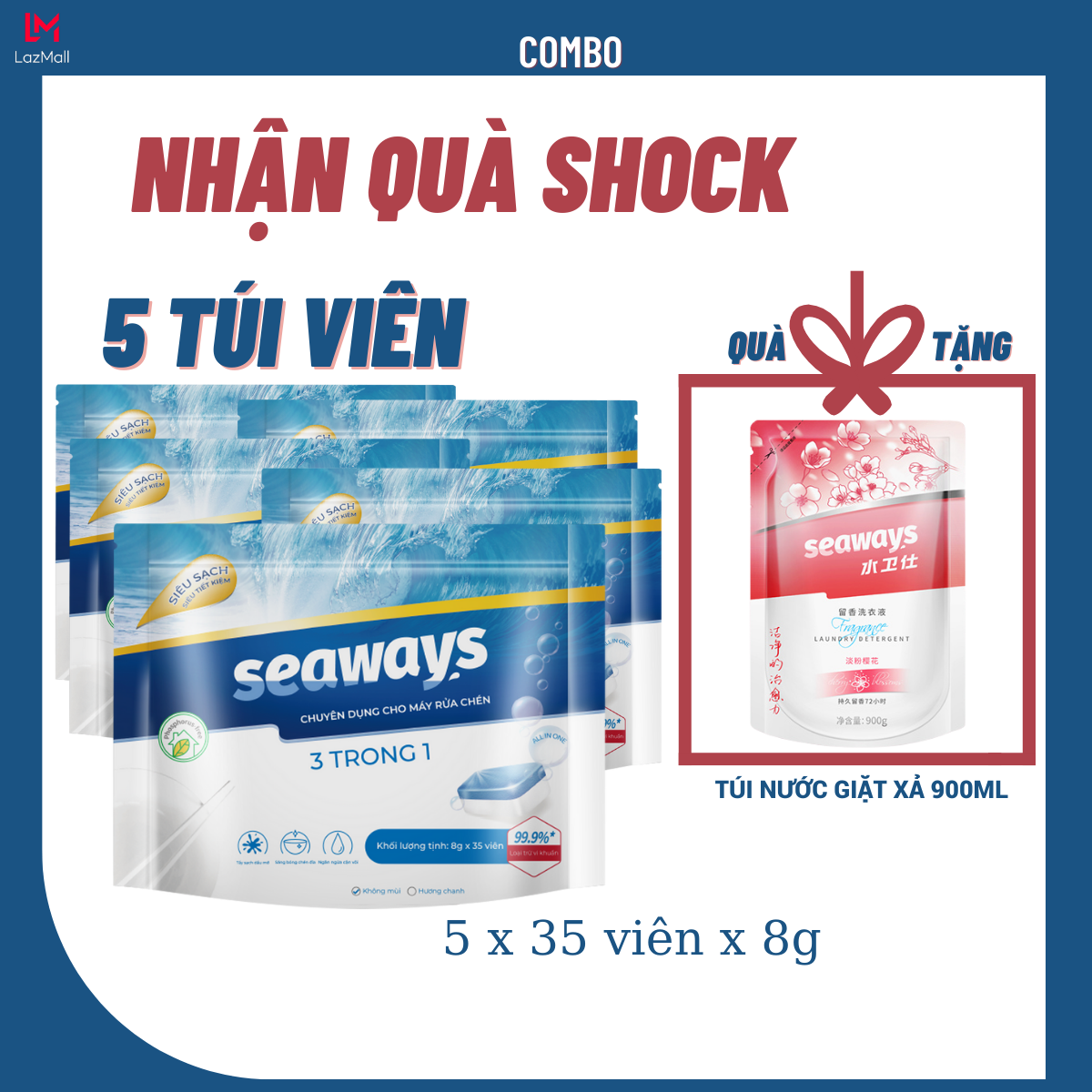 BUY 5 bags of Dishwasher Tablet GET 2 bags of washing machine + a bag of dishwasher Salt 500gr