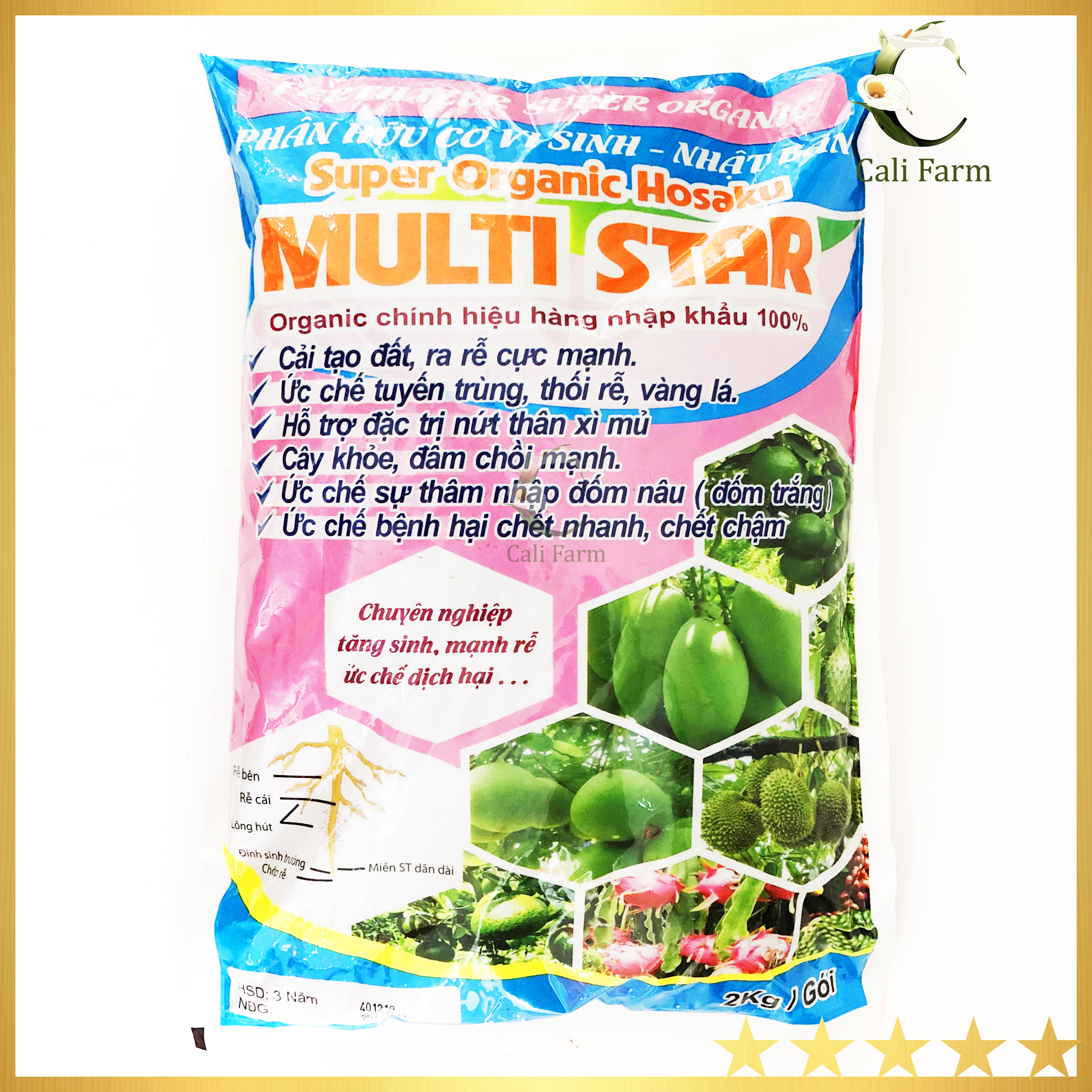 2Kg Phân gà hữu cơ vi sinh MULTI STAR nhập khẩu Nhật Bản