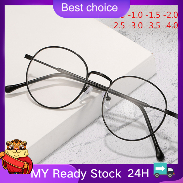 Giá bán 🔥Hộp đựng kính miễn phí🔥 Round Eyeglasses Women Men Finished Myopia Glasses Student Nearsighted Eyewear Unisex -0.5 1.0 1.5 2.0 2.5 3.0 3.5 4.0