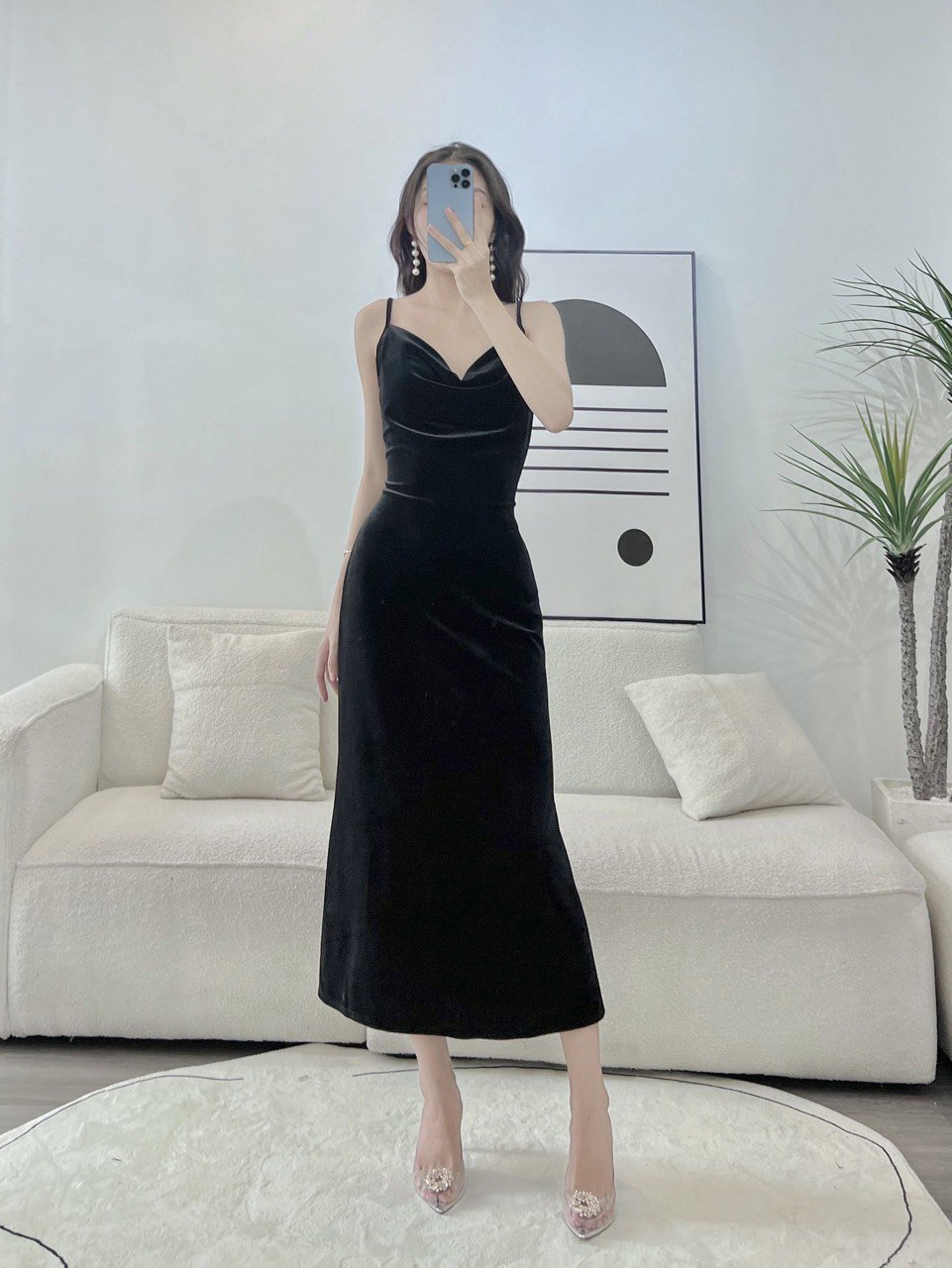 Đầm dây nhung cổ đổ AfterBefore