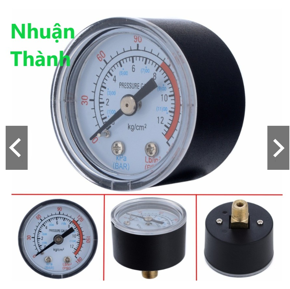 Đồng hồ áp suất khí nén loại 8kg ren 13mm